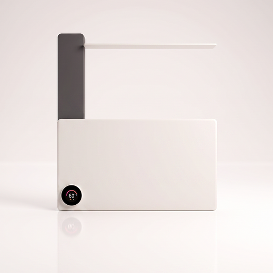 Toalheiro Térmico Smart Best-C Thermolux branco, com prateleira superior e display circular marcando 60 °C