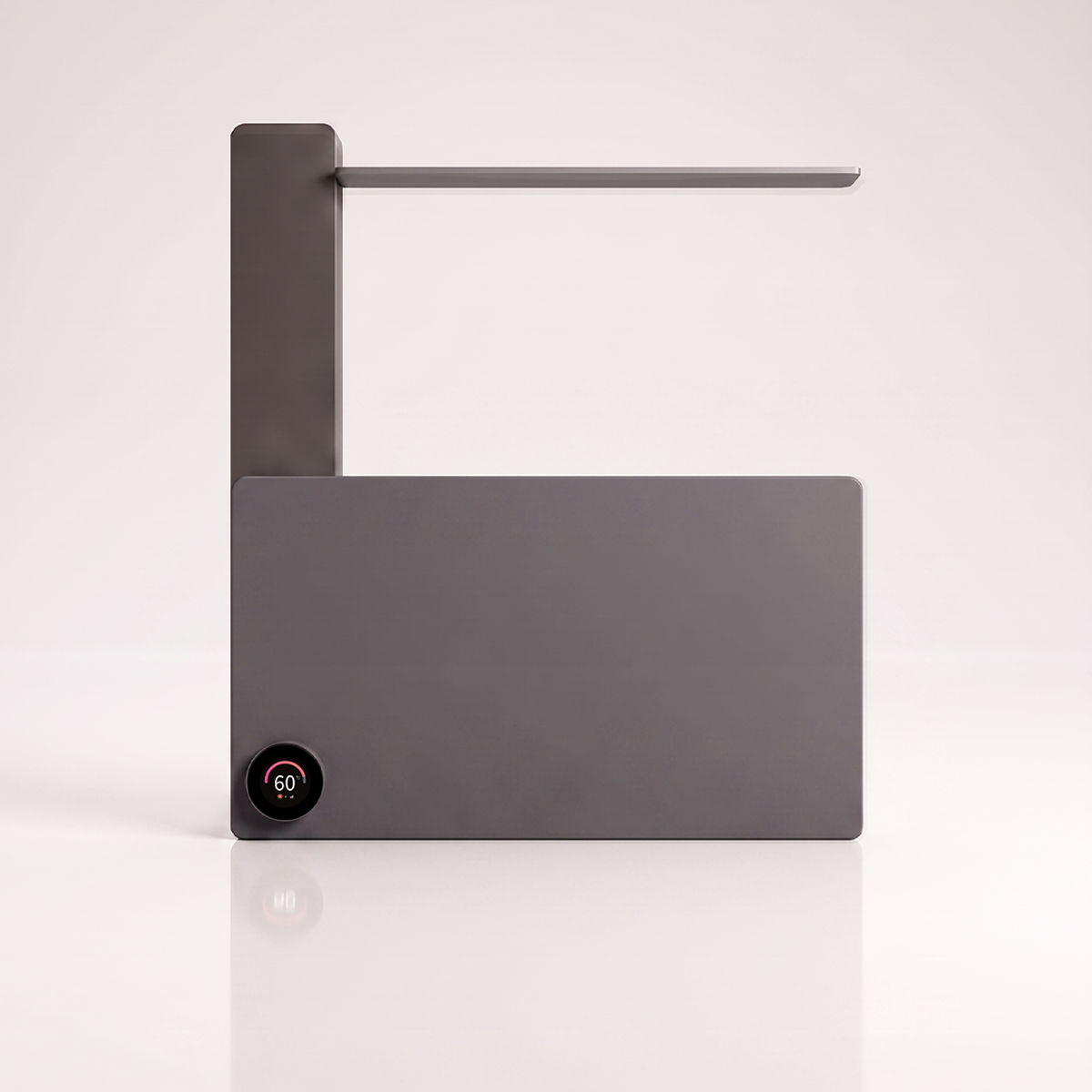 Toalheiro Térmico Smart Best-C Thermolux cinza metálico, com prateleira superior e display circular marcando 60 °C