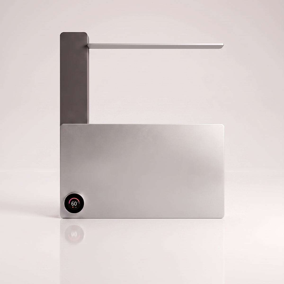 Toalheiro Térmico Smart Best-C Thermolux prata, com prateleira superior e display circular marcando 60 °C