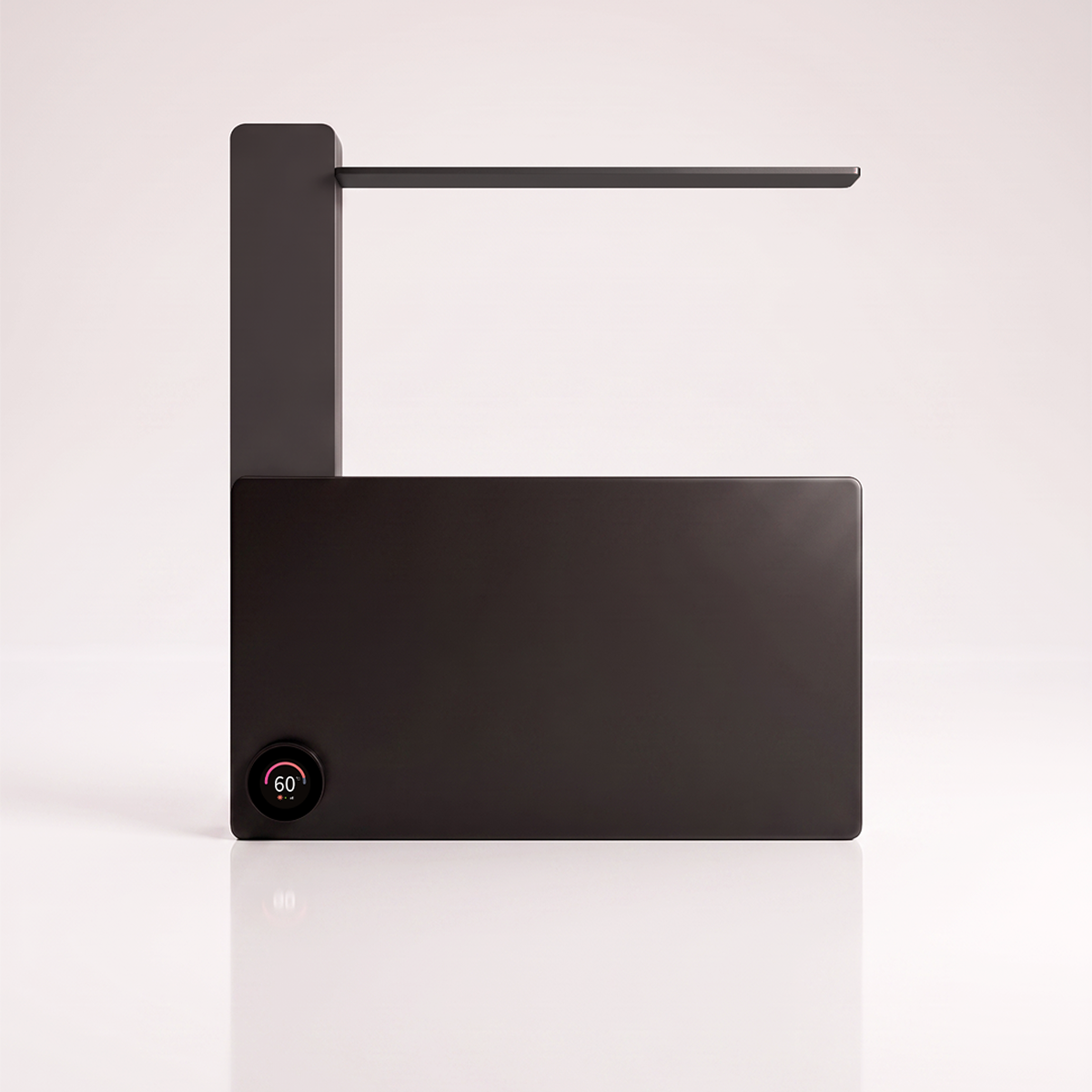 Toalheiro Térmico Smart Best-C Thermolux preto, com prateleira superior e display circular marcando 60 °C
